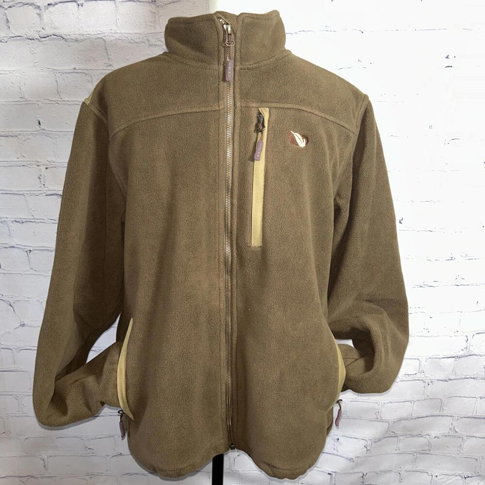 Mack’s Prairie Wings Fleece Jacket Sz Medium Brown Full Zip Coat Duck Hunting